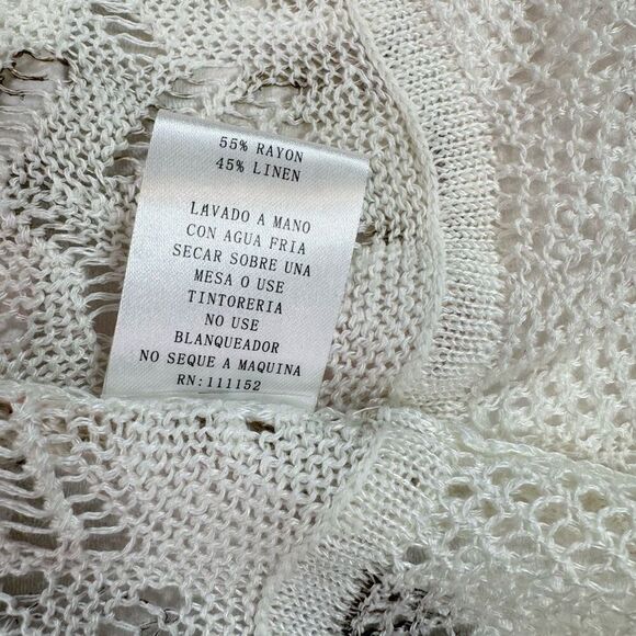 Mona Leah Couture Cardigan Sweater Womens Medium White Open Coastal - Picture 3 of 8